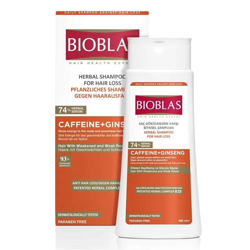 Cel mai vândut Sampon anticadere pentru par fragil Caffeine + Ginseng, 360 ml, Bioblas
