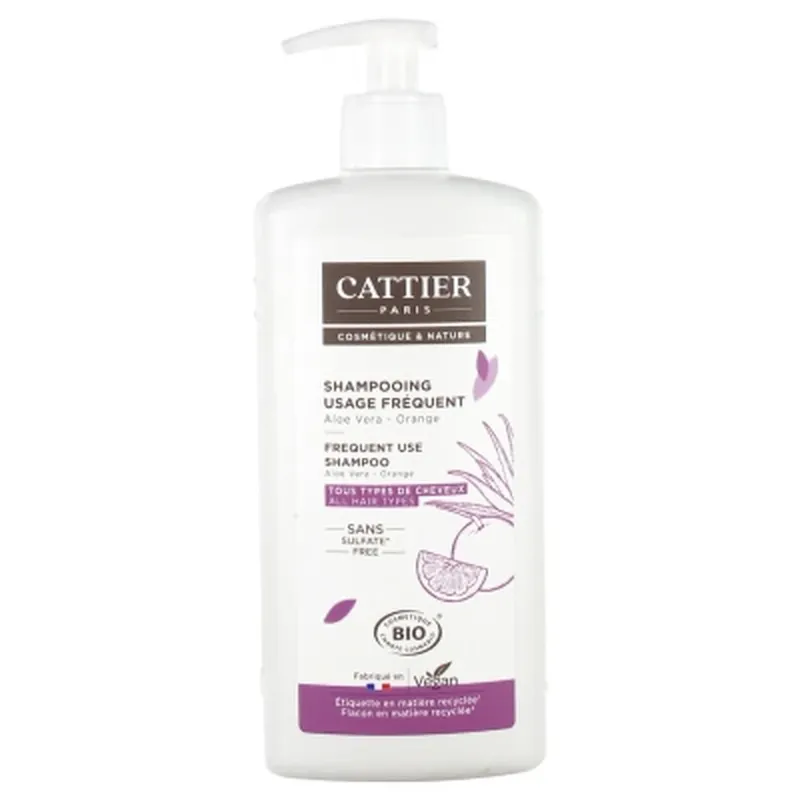 Cattier Șampon pentru utilizare frecventă cu aloe vera și portocală ecologică 500 ml Preț promoțional