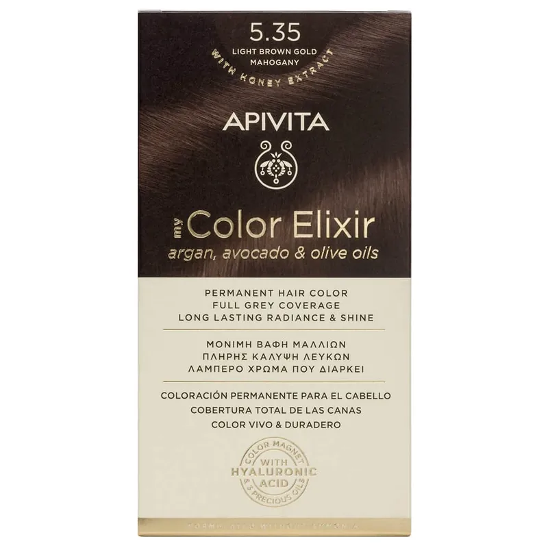 Disponibil imediat Apivita My Color Elixir Permanent Hair Color N5,35 Castan lumina miere mahon