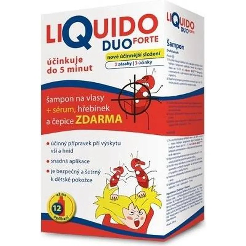 Plată sigură LiQuido DUO FORTE șampon împotriva păduchilor 1×200 ml, șampon + 1×125 ser