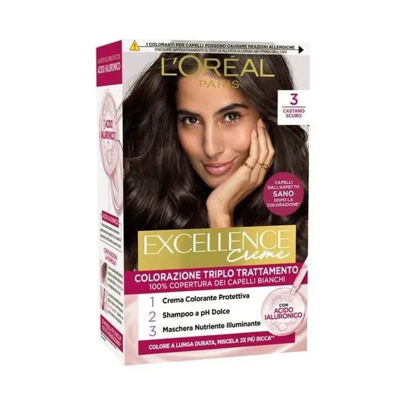 Comandă acum L‘Oréal Paris Excellence Creme – tratament de colorare a părului nr. 3, șaten închis