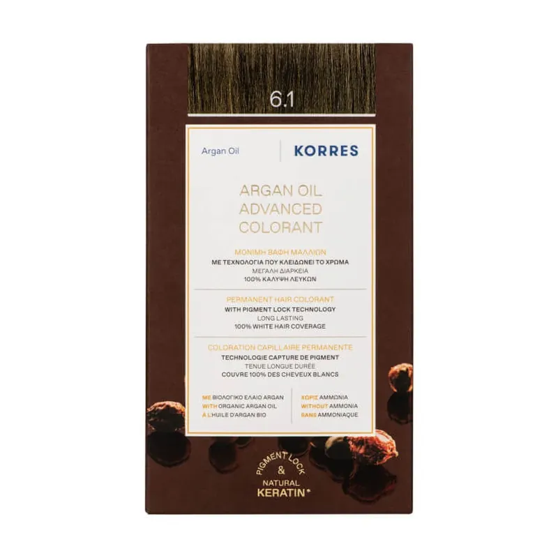 KORRES VOPSEA DE PĂR CU ULEI DE ARGAN 6.1 BLOND ÎNCHIS CENUȘIU Preț promoțional