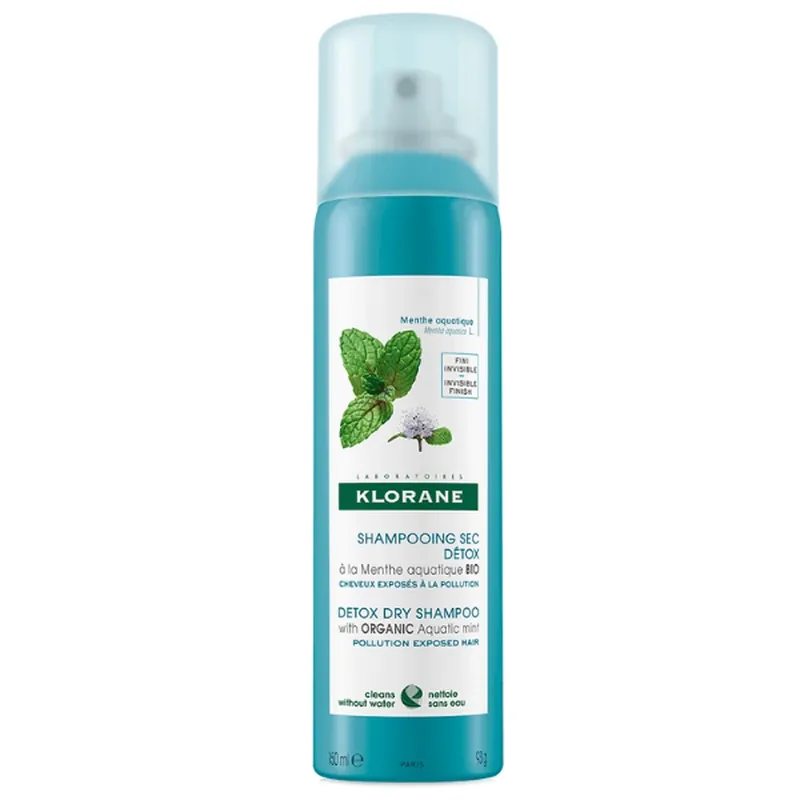 Klorane Șampon uscat Aquatic Mint pentru curățare profundă și protecție împotriva poluării 150ml Ofertă