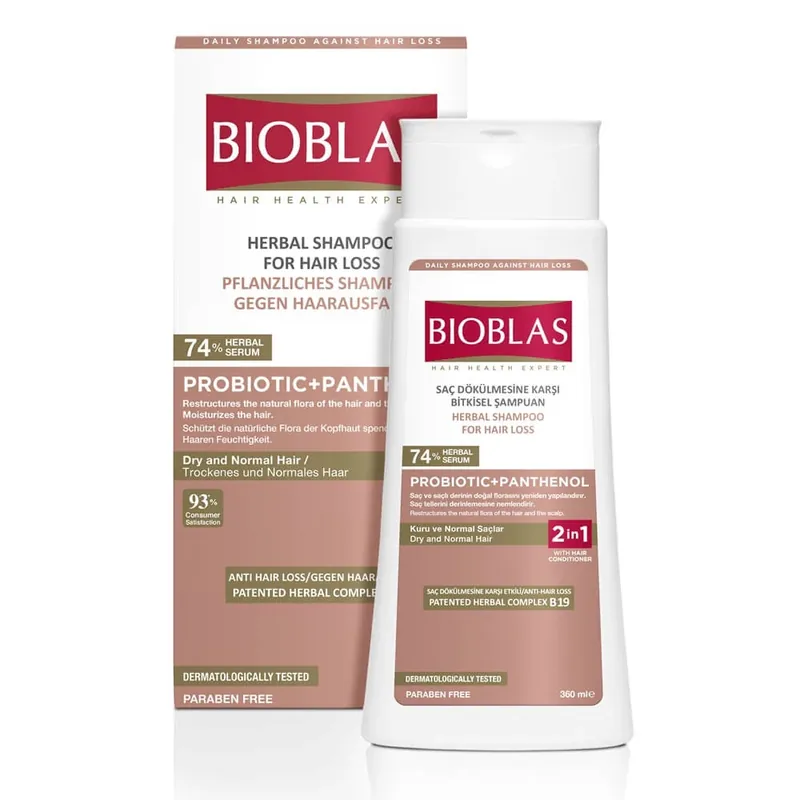 Sampon anticadere pentru parul uscat si deteriorat Probiotic+Panthenol, 360 ml, Bioblas Livrare rapidă