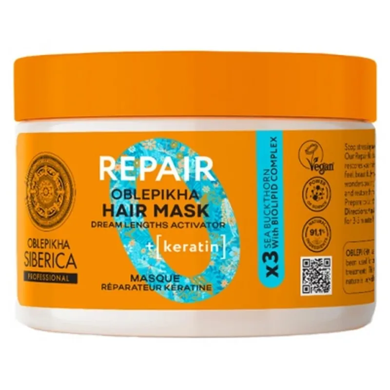 Natura Siberica Oblepikha Mască reparatoare cu keratină 300 ml Cumpărături sigure