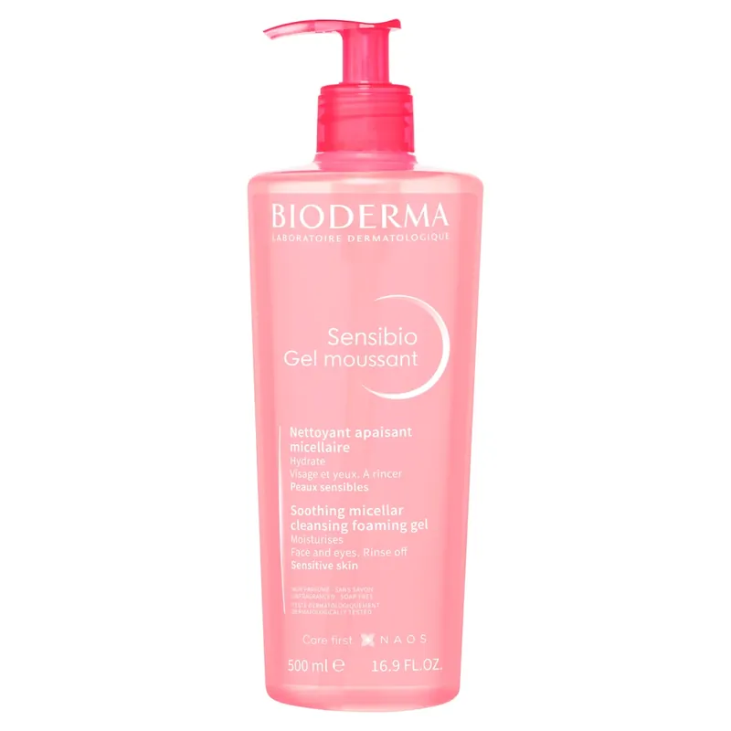 Gel micelar Bioderma Sensibio Gel Moussant, piele sensibilă și hipersensibilă, 500 ml, Naos Discount