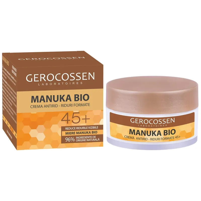 Premium Crema pentru riduri formate cu miere Manuka Bio 45+, 50 ml, Gerocossen