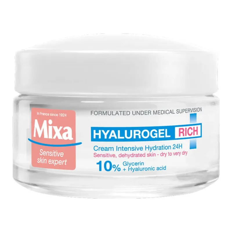 Crema intens hidratanta 24h cu acid hialuronic pentru piele uscata si foarte uscata Hyalurogel Rich, 50 ml, Mixa Chilipir