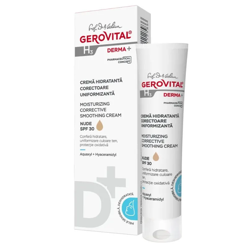 Comandă acum Crema hidratanta corectoare uniformizanta Gerovital H3 Derma+, 30 ml, Gerovital