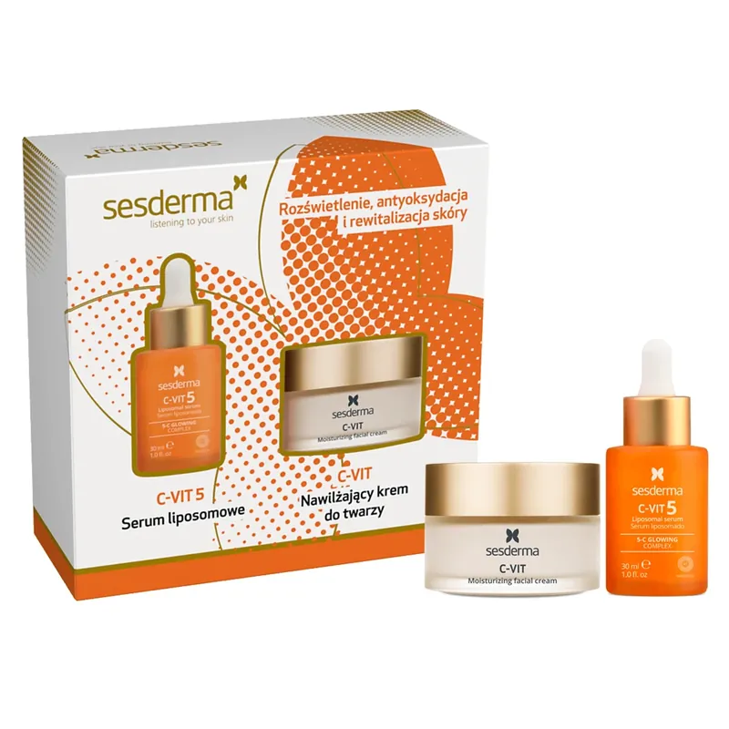 Kit Sesderma C-Vit, ser lipozomic pentru față, 30 ml + cremă hidratantă pentru față, 50 ml Lichidare de stoc