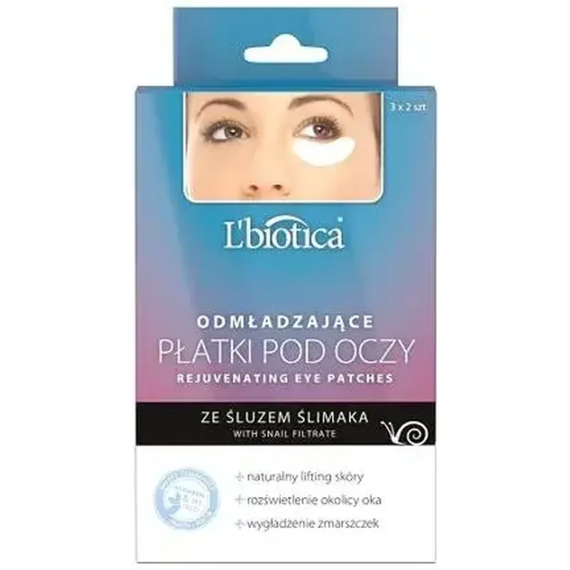 Livrare expres L‘Biotica, plasturi de întinerire a ochilor cu mucus de melc, 6 buc.