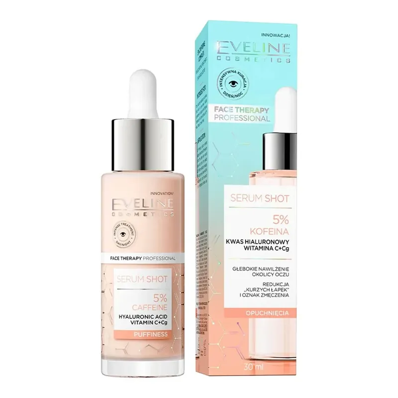 Eveline Cosmetics Serum Shot, tratament energizant pentru zona ochilor, 5% cafeină, 30 ml Ofertă limitată