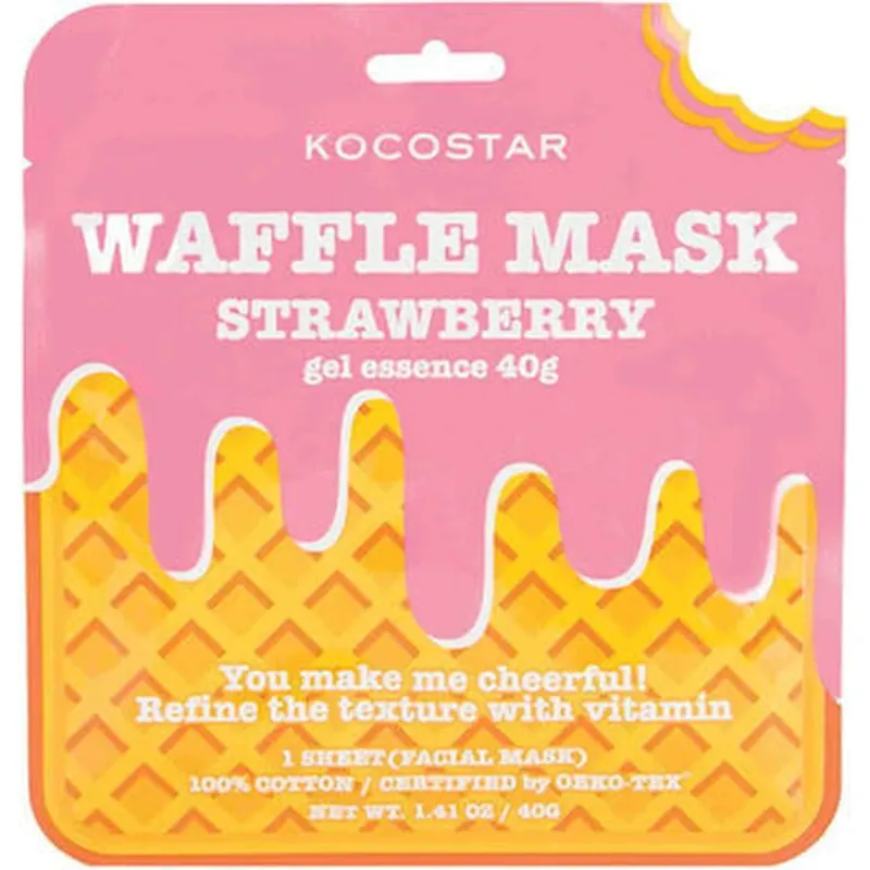 KOCOSTAR Waffle Face Mask Strawberry Mască de curățare și strălucire pentru pielea grasă 1 buc Ofertă specială