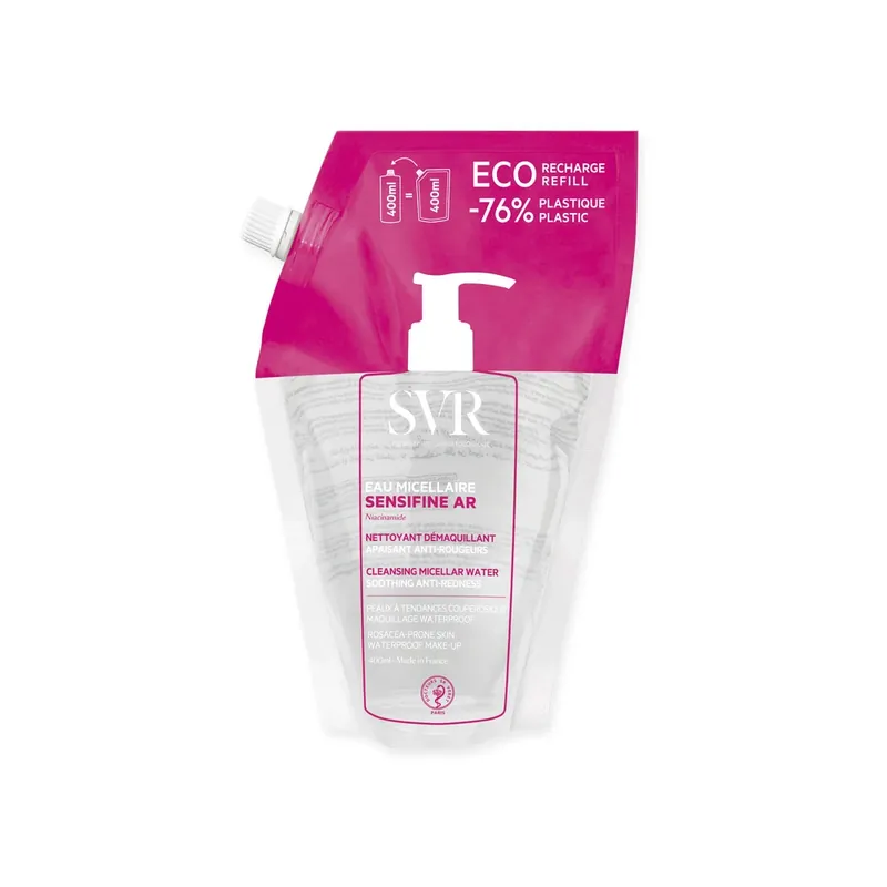 Plată sigură SVR Sensifine AR Eau Micellaire, apă micelară calmantă pentru ten vascular, predispus la roșeață, rezervă, 400 ml
