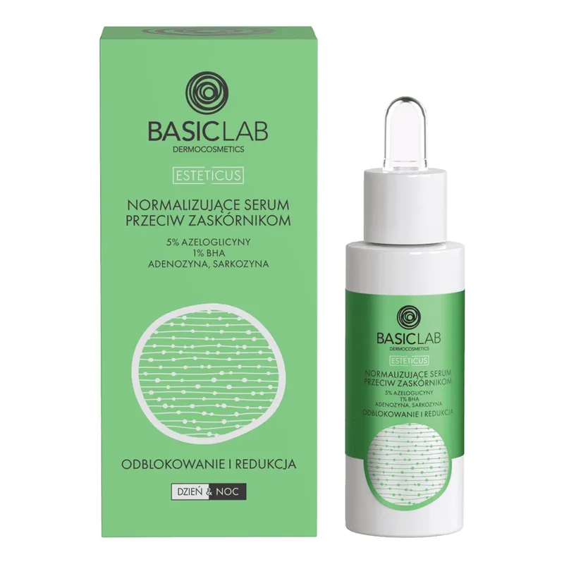Ultima șansă BacisLab Esteticus, ser normalizator împotriva punctelor negre cu 5% azeloglicină și 1% BHA, 30 ml