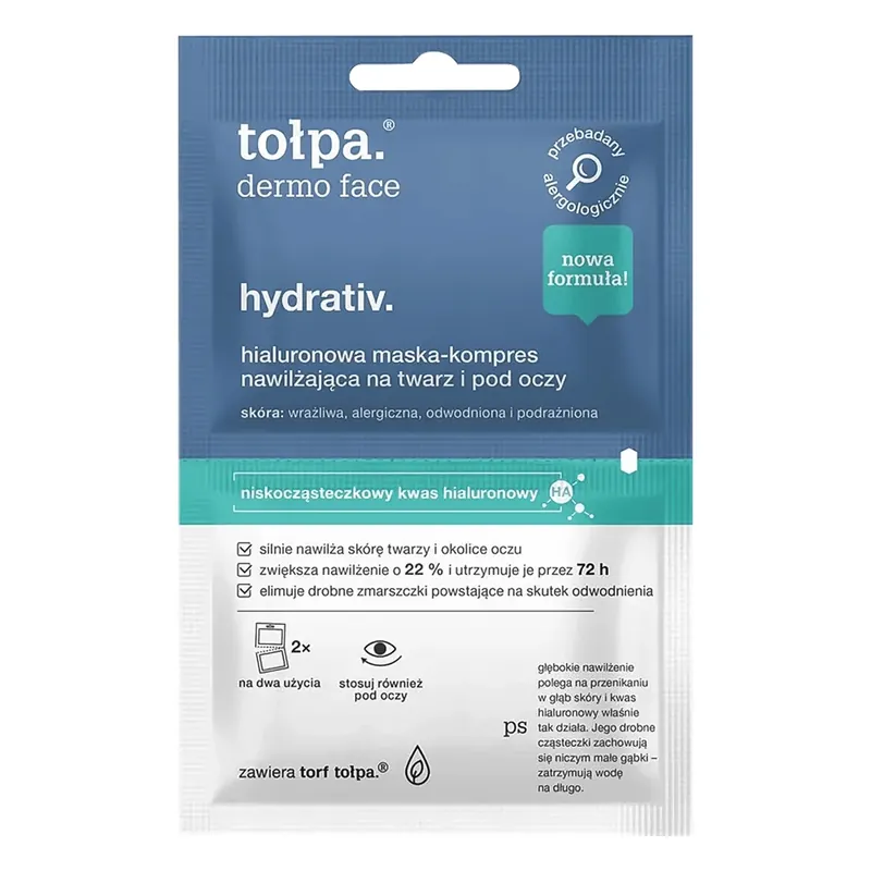 Discount Tolpa Dermo Face Hydrativ, mască hialuronică hidratantă pentru față și ochi, 6 ml x 2 pliculețe
