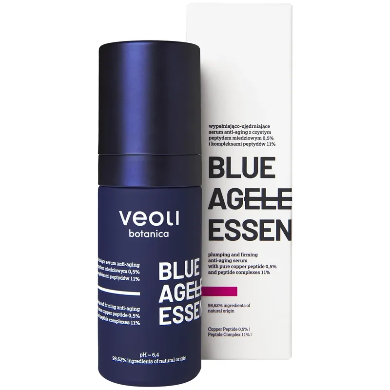 Ofertă de sezon Veoli Botanica Blue Ageless Essence, ser facial anti-îmbătrânire de umplere și fermitate, 30 ml