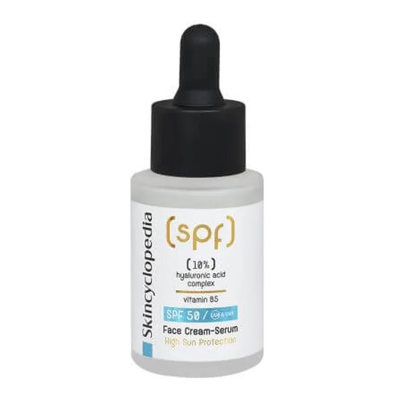 Reducere de preț Crema-serum hidratanta SPF 50 cu Acid Hialuronic si Vitamina B5, 30 ml, Skincyclopedia