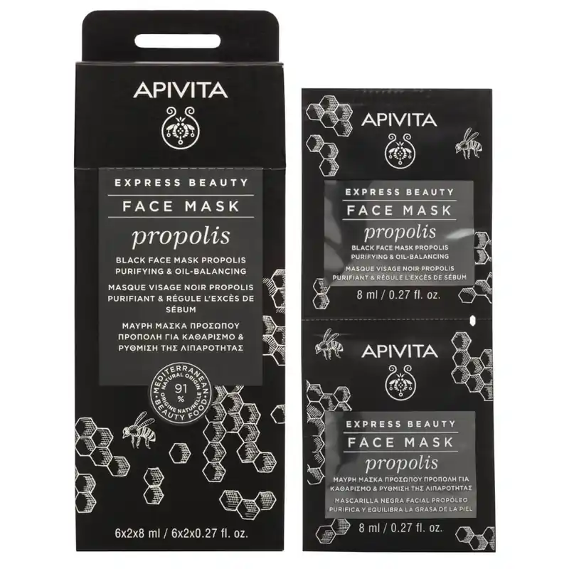 Plată sigură Apivita Express Beauty Mască de față cu propolis pentru curățare profundă &; pielii grase 2x8ml 2x8ml