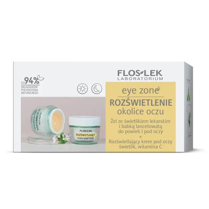 Preferatul clienților Floslek Eye Zone Set Gel pentru pleoape și plantain 10 g + cremă de ochi iluminatoare cu echinacea și vitamina C 15 ml