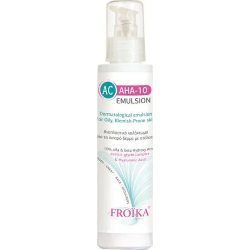 Froika AC AHA-10 Emulsie Reconstrucție și Reglare 24h pentru Față de Zi cu SPF15 Împotriva Imperfecțiunilor și Acneei cu Acid Hialuronic 125ml Cumpărături sigure