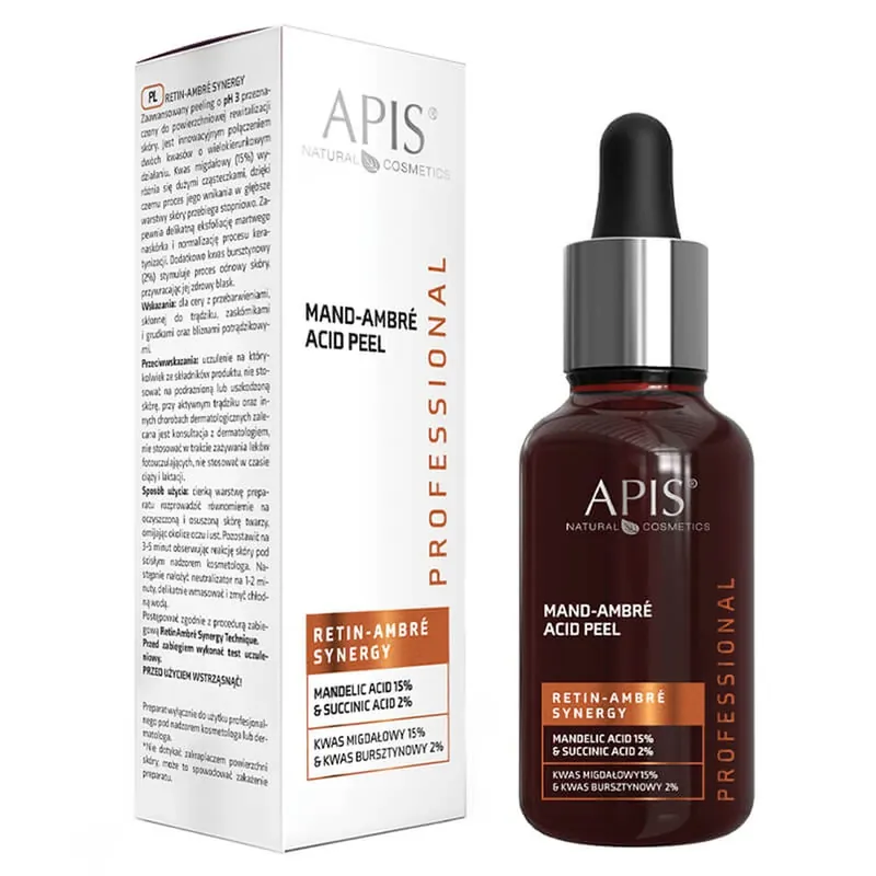 Ieftin Apis Professional Retin Ambre Synergy, peeling acid, acid mandelic 15% + acid succinic 2%, 30 ml