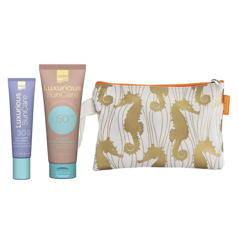 Ultima șansă Luxurious SunCare Anti-Aging Eye Cream SPF30 15ml, Silk Cover Natural Beige BB Cream SPF50 75ml & GIFT CASE