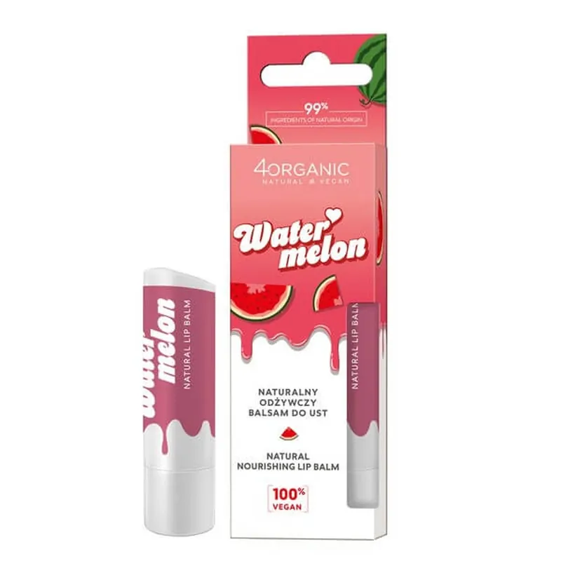 Preț mic 4 Balsam de buze hrănitor natural și organic, Pepene roșu, 5 g