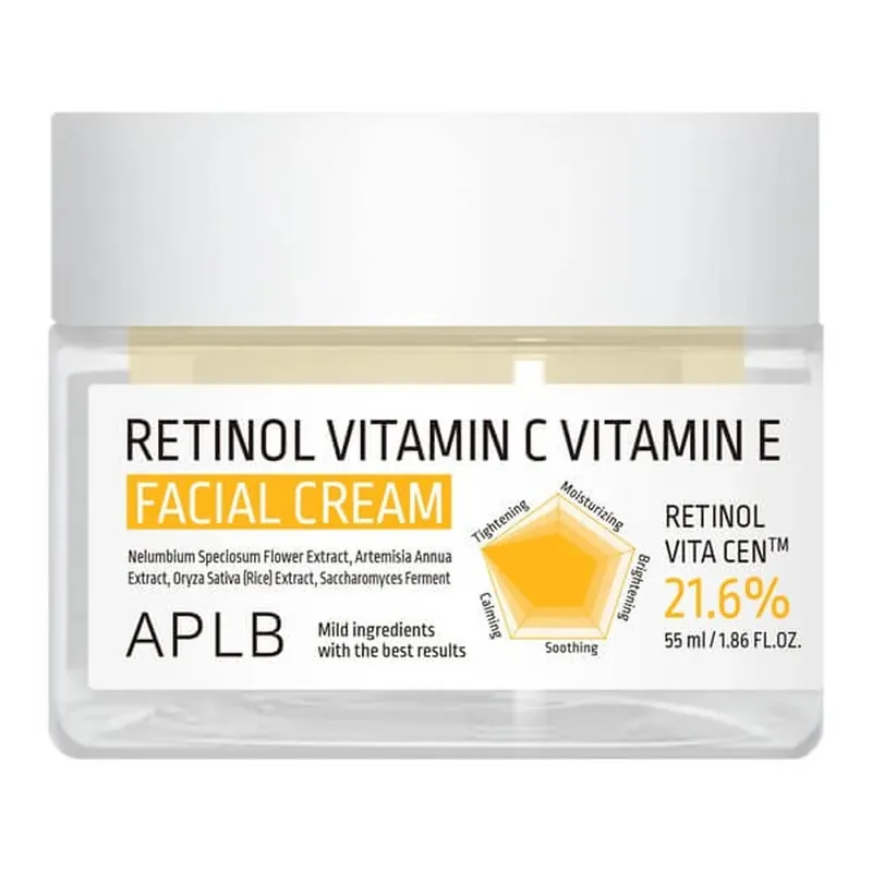 APLB Retinol Vitamin C Vitamin E Facial Cream, cremă antirid cu retinol și vitaminele C și E, 55 ml Preț redus