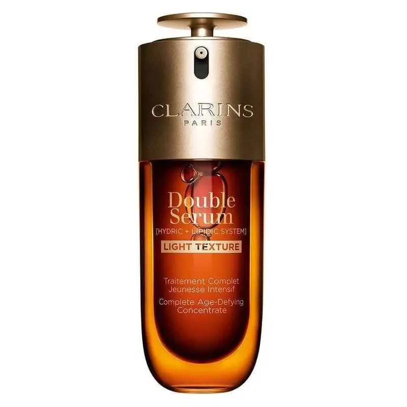 Reducere de preț Clarins Double Serum cu textură ușoară – ser anti-îmbătrânire cu efect de piele naturală, 50 ml