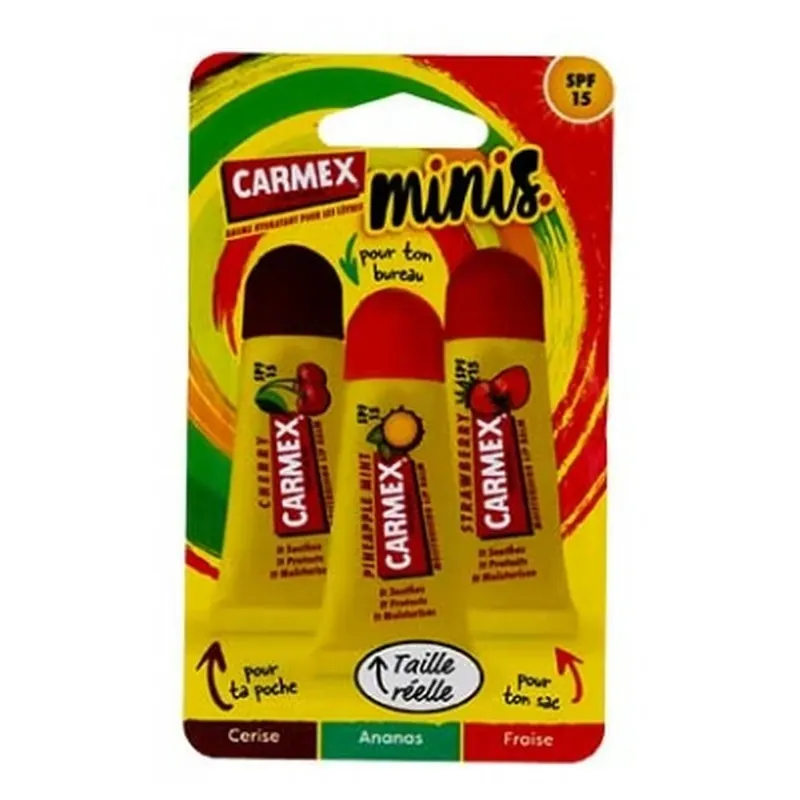 Carmex Balsam de buze, tuburi mini, SPF 15, 3 x 5 g Mai ieftin