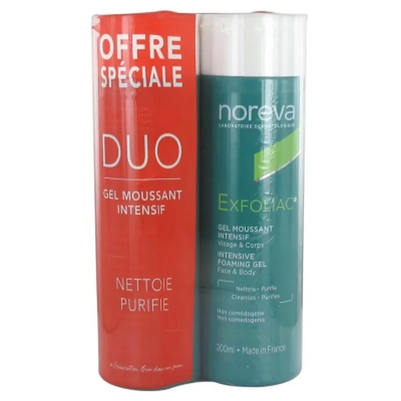 Noreva Exfoliac Gel spumant intensiv, set de 2 x 200 ml Plată securizată