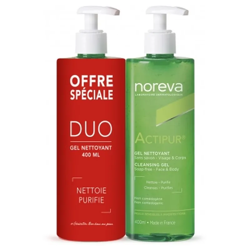 Noreva Actipur Gel dermo-demachiant, set de 2 x 400 ml Expediere rapidă