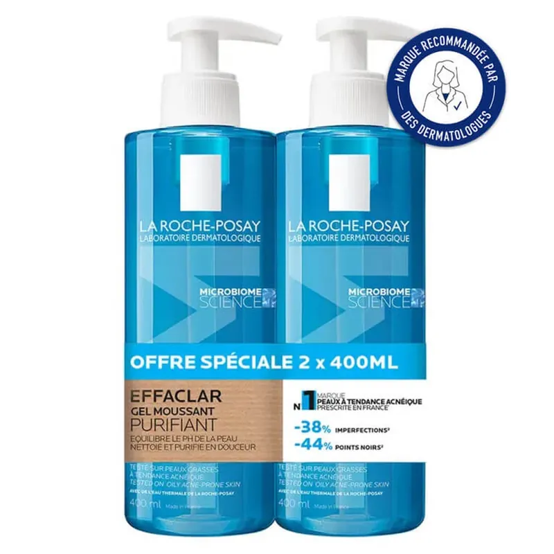 Ofertă specială LA ROCHE-POSAY EFFACLAR GEL SPUMANT, PACHET DE 2 X 400 ML