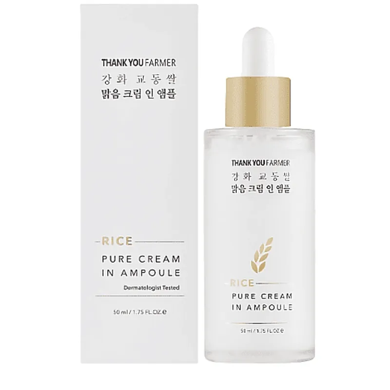 Thank You Farmer Rice Pure Cream In Ampoule Cremă în fiolă pentru hidratare & Strălucire 50ml Disponibil imediat