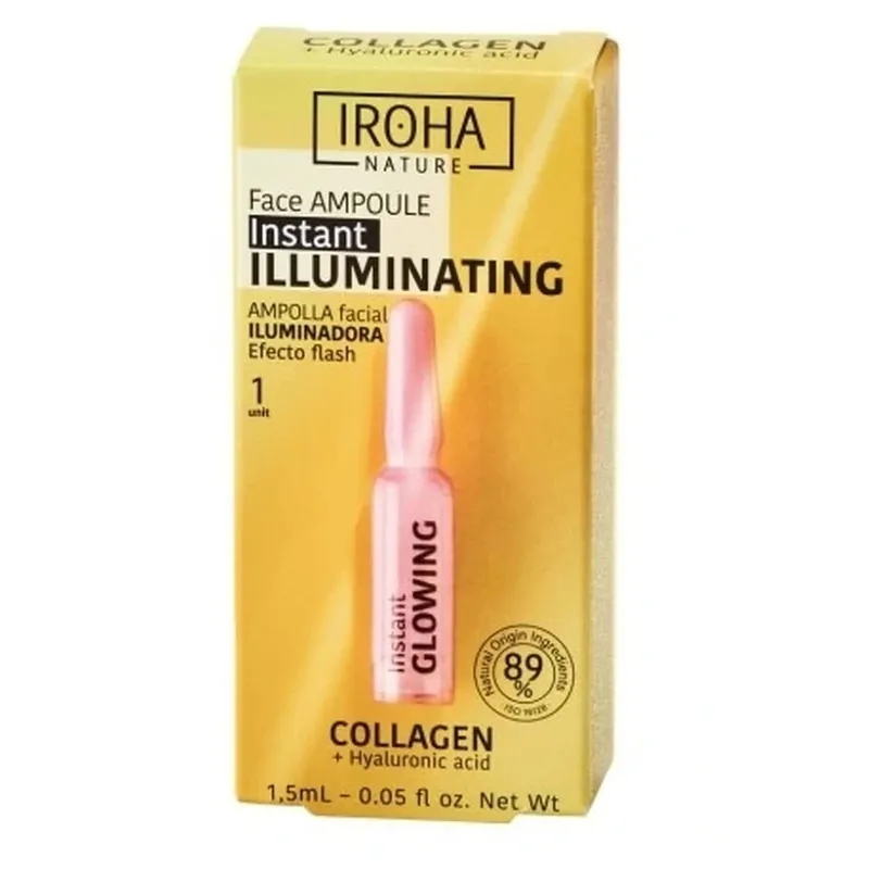 Iroha Nature Flacon facial de iluminare cu colagen și acid hialuronic, 1,5 ml Retur ușor