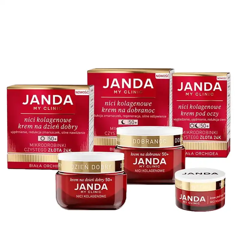 Cumpără online Set Janda My Clinic Collagen Threads 50+, cremă de zi, 50 ml + cremă de noapte, 50 ml + cremă de ochi, 15 ml