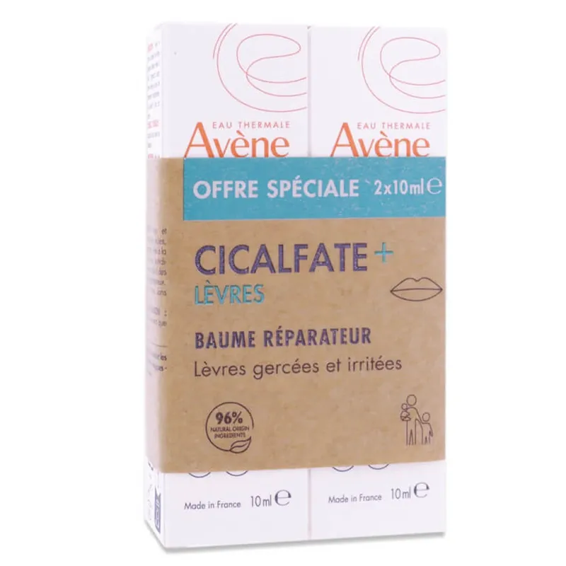 AVENE CICALFATE+ BALSAM REGENERANT PENTRU BUZE, SET DE 2 X 10 ML Lichidare de stoc
