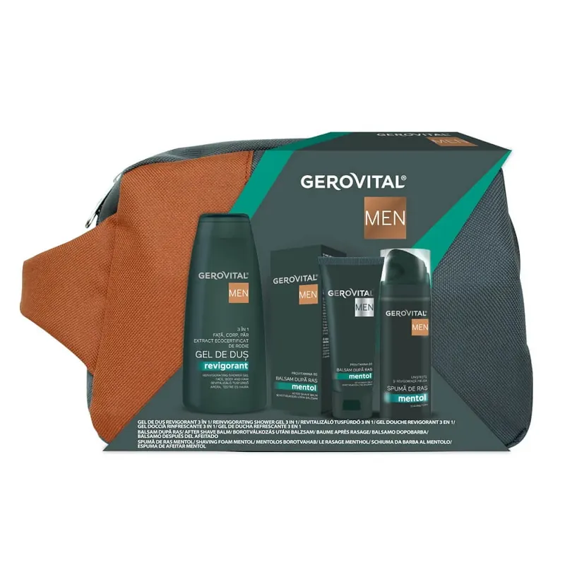 Set Gerovital Men Balsam dupa ras 100ml, Spuma de ras 200ml, Gel de dus 400ml, Farmec Disponibil imediat