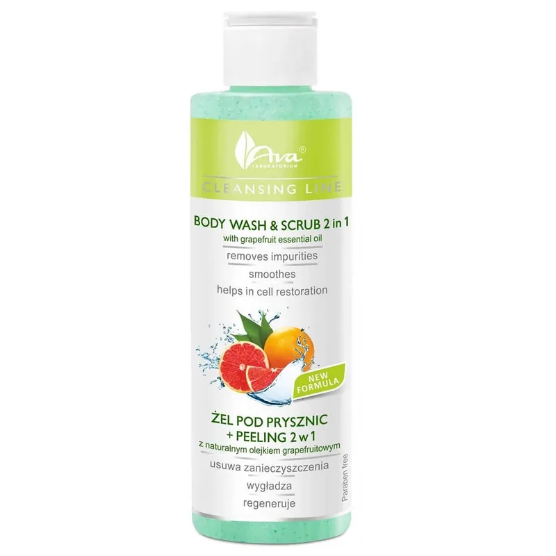 Ava Laboratorium Cleansing Line Gel de duș + Peeling 2în1 cu ulei natural de grapefruit 200 ml Ultima șansă