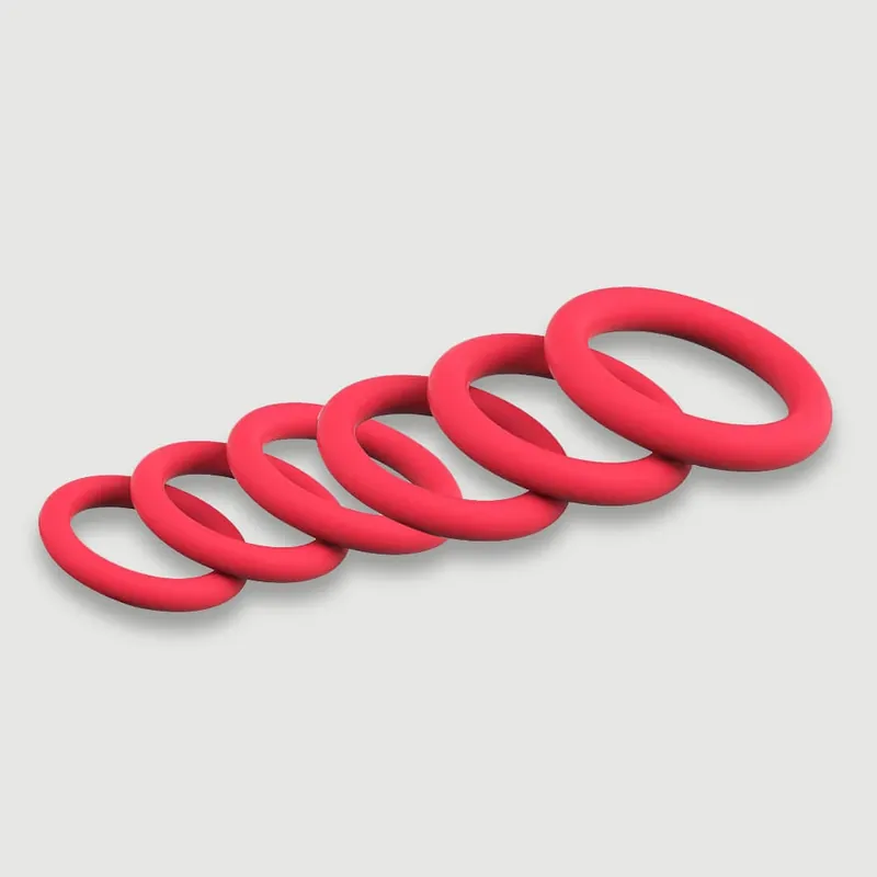 Reducere de preț Male Collection Set de inele rotunde flexibile din silicon pentru penis - roșu