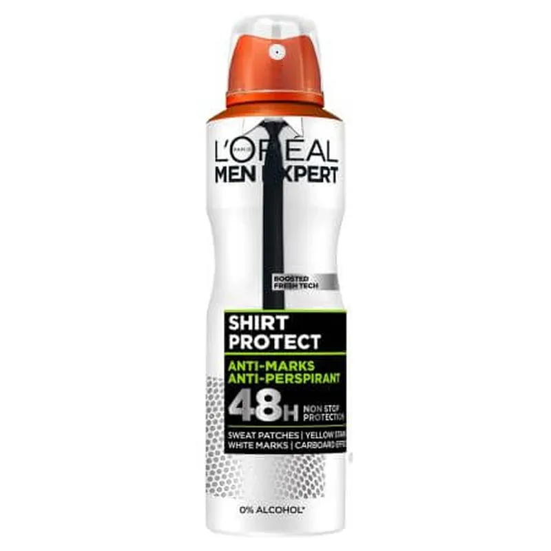 Spray antiperspirant pentru barbati Shirt Protect Men Expert, 150 ml, LOreal Popular