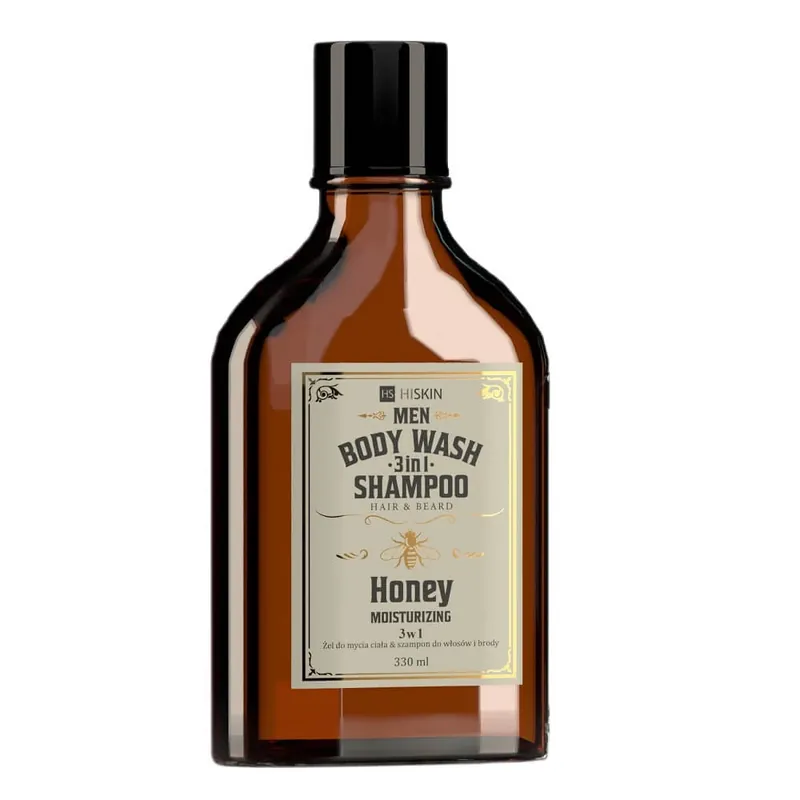 Premium HiSkin Men Whisky Gel de spălare pentru corp și șampon pentru păr și barbă 3 în 1 Miere, 330 ml