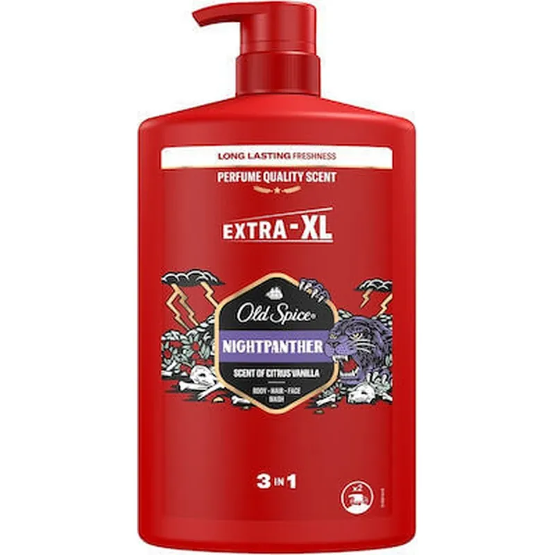 OLD SPICE Nightpanther 3in1 Gel de duș și șampon Gel de duș pentru bărbați Șampon pentru corp Păr și față 1000ml Ofertă de sezon