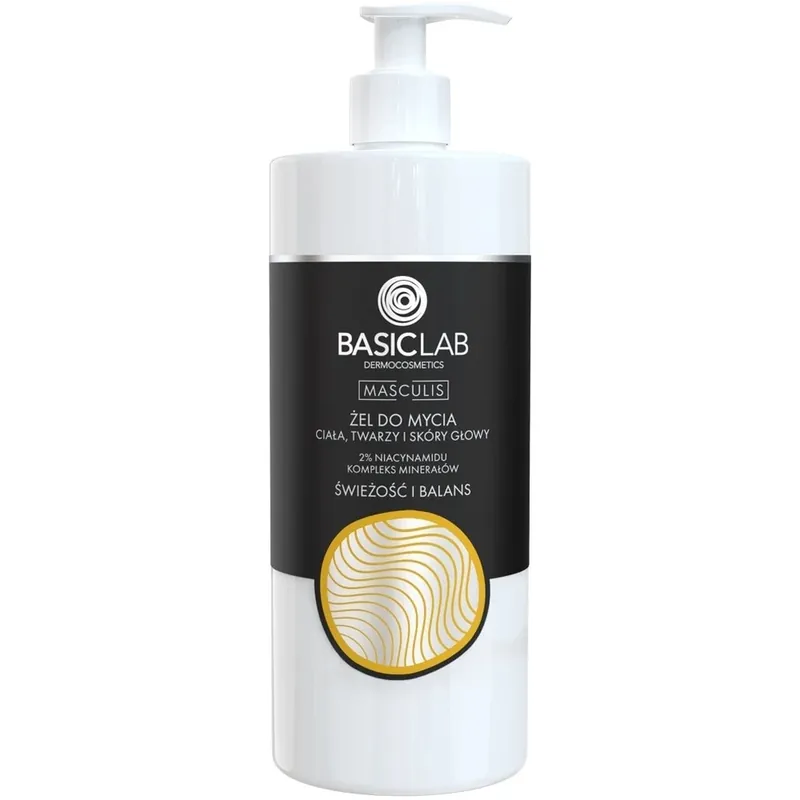 Reducere BasicLab Masculis Gel de spălare pentru corp, față și scalp ...