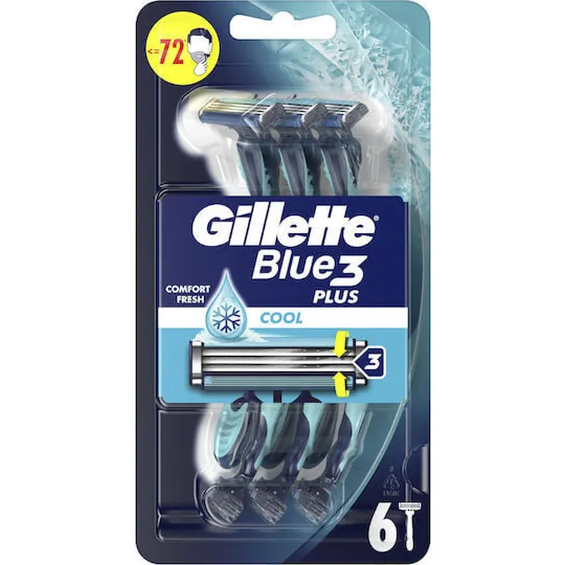 Disponibil imediat GILLETTE Blue 3 Plus Cool Aparate de ras de unică folosință cu 3 lame și bandă lubrifiantă 6 bucăți