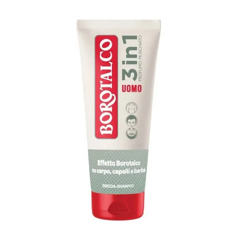 Comandă acum Borotalco pentru bărbați – șampon de duș 3 în 1 cu parfum de mosc, 200 ml