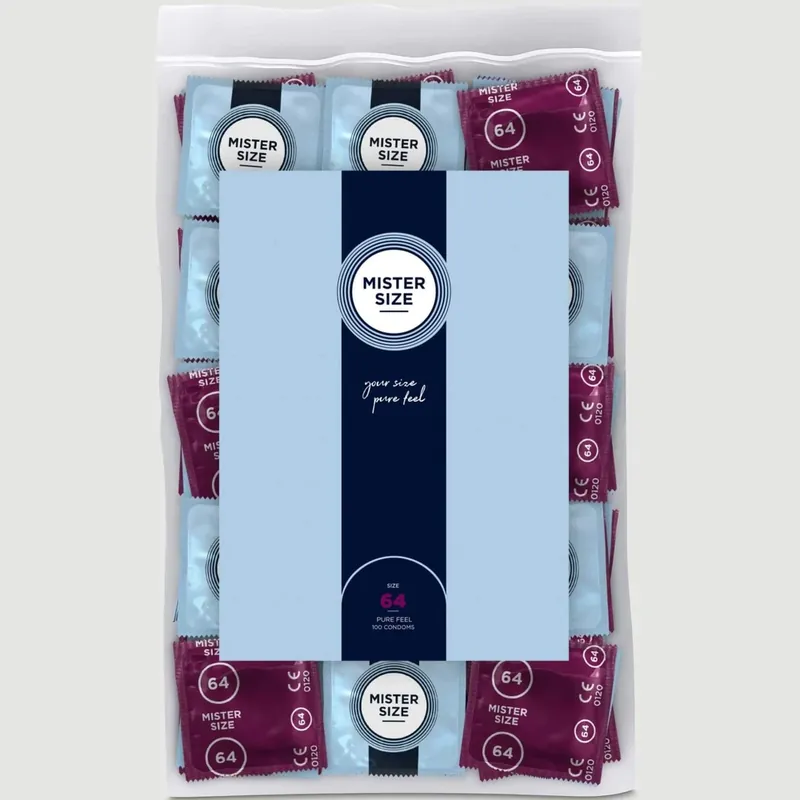 Promoție Prezervative Mister Size Pure Feel 64 mm – 100 de bucăți