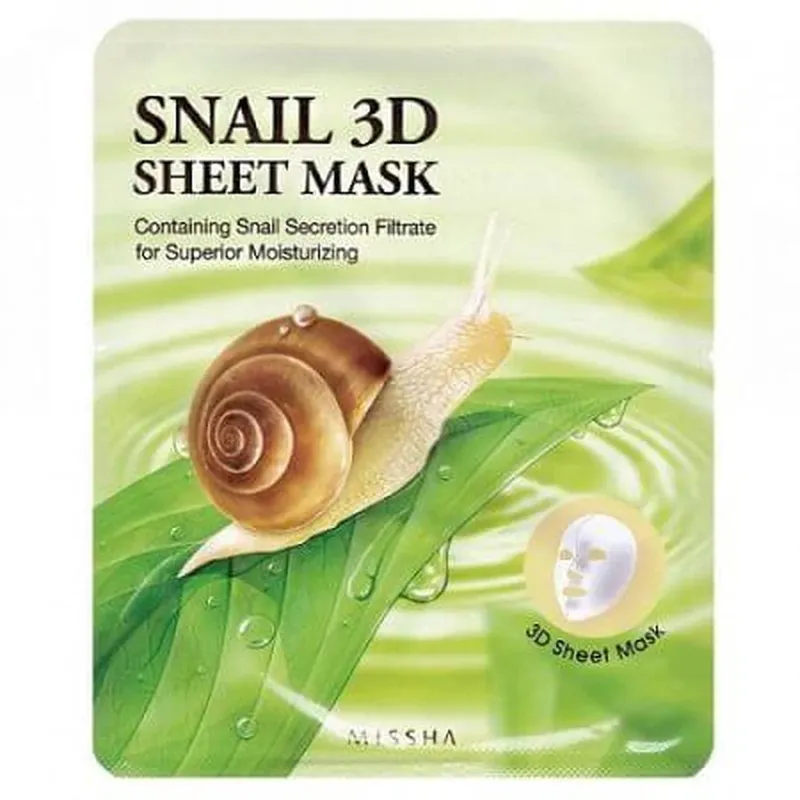 Expediere rapidă Masca tip servetel de fata hidratanta 3D cu filtrat de melc, 23 grame, Missha