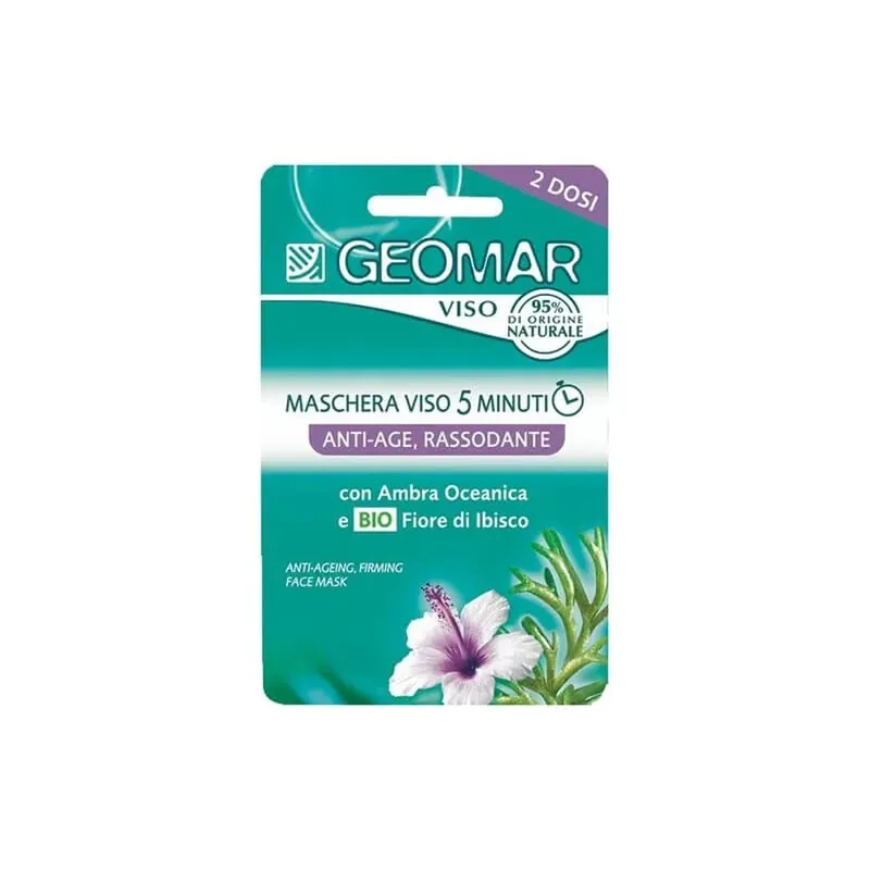 Reducere Mască de față anti-îmbătrânire Geomar 5 minute cu flori organice de hibiscus și chihlimbar oceanic 2 porții 15 ml